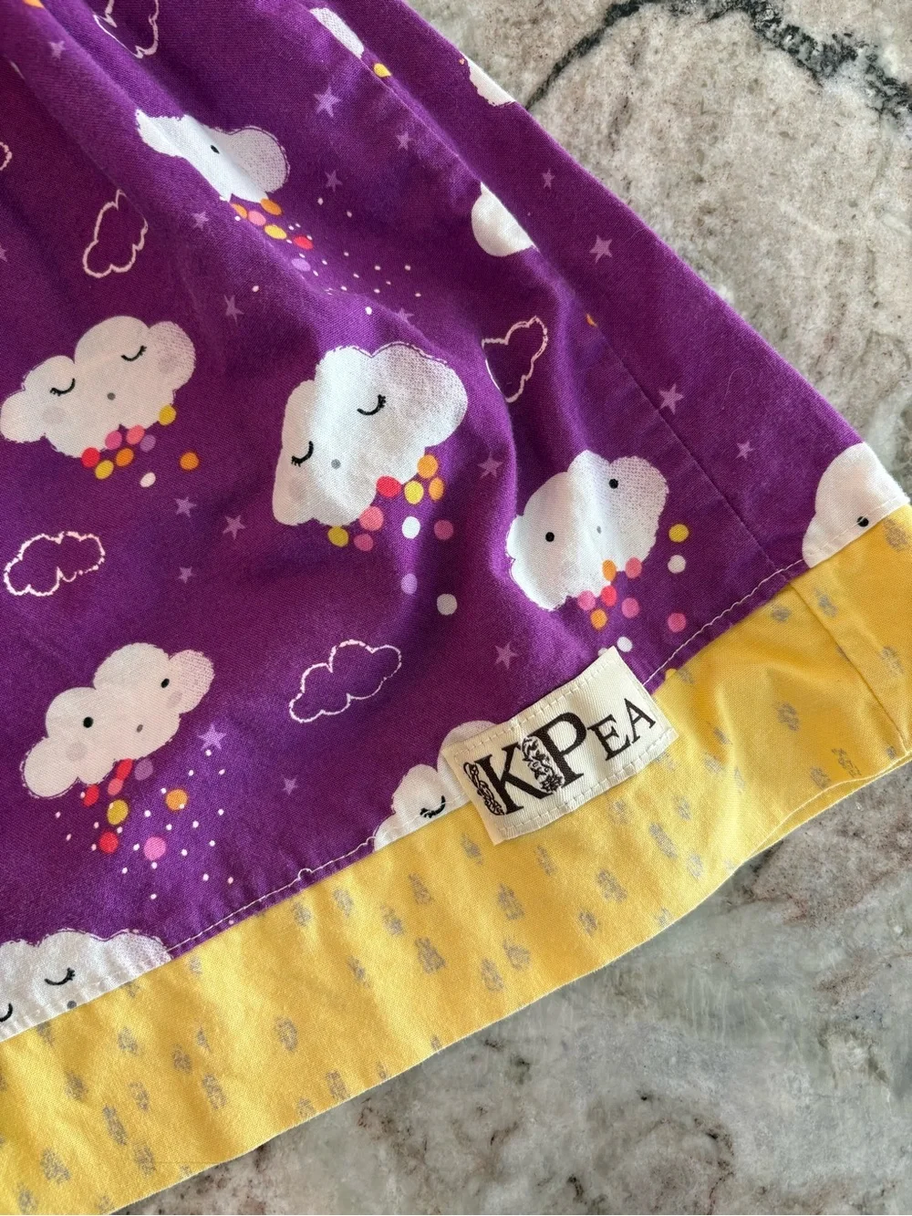 K Pea Original Dress Girls Handmade Pink Purple Summer Dress Clouds Short Sleeve